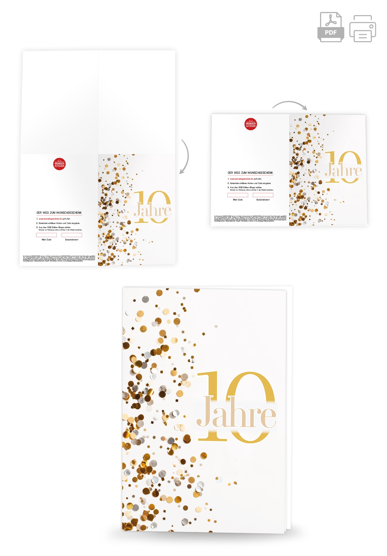 10 Jahre - Konfetti Gold