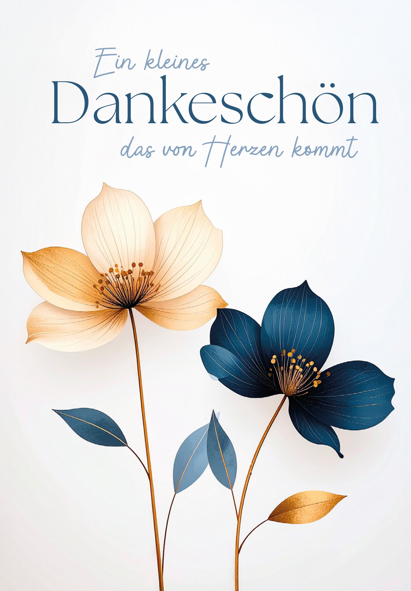 Dankeschön von Herzen - Blumen Blau Gold