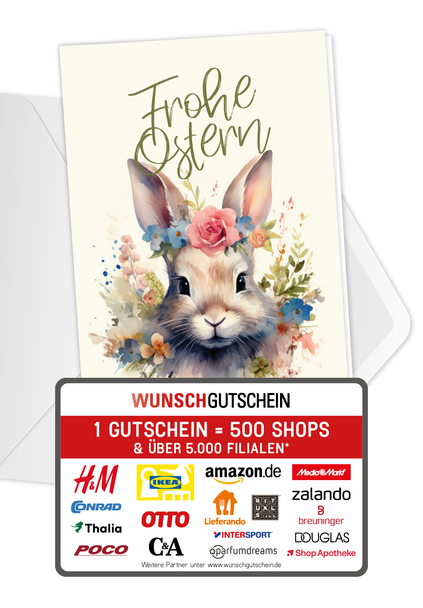 Frohe Ostern - Hase Blumen