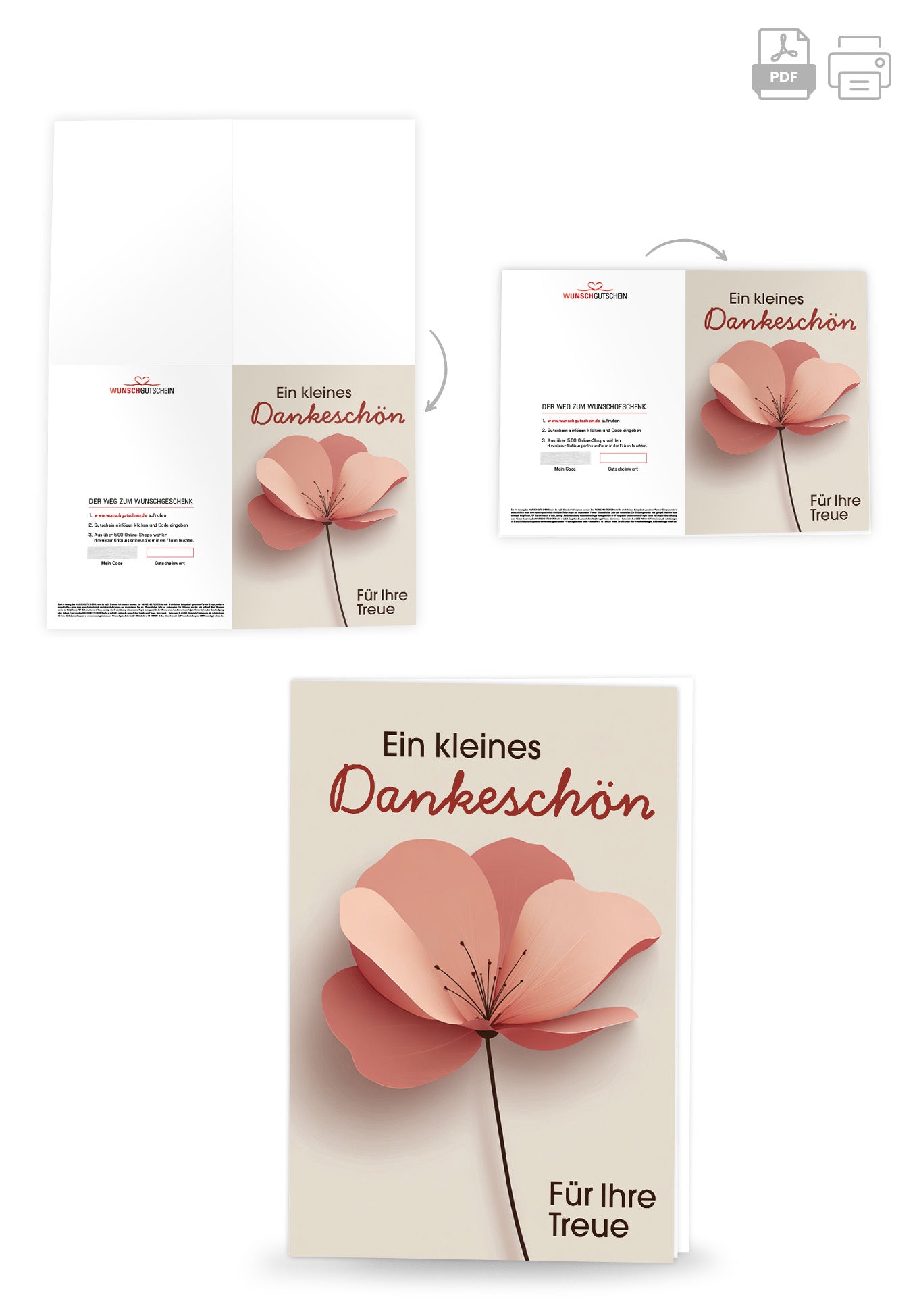 Dankeschön für Ihre Treue - Blume Beige
