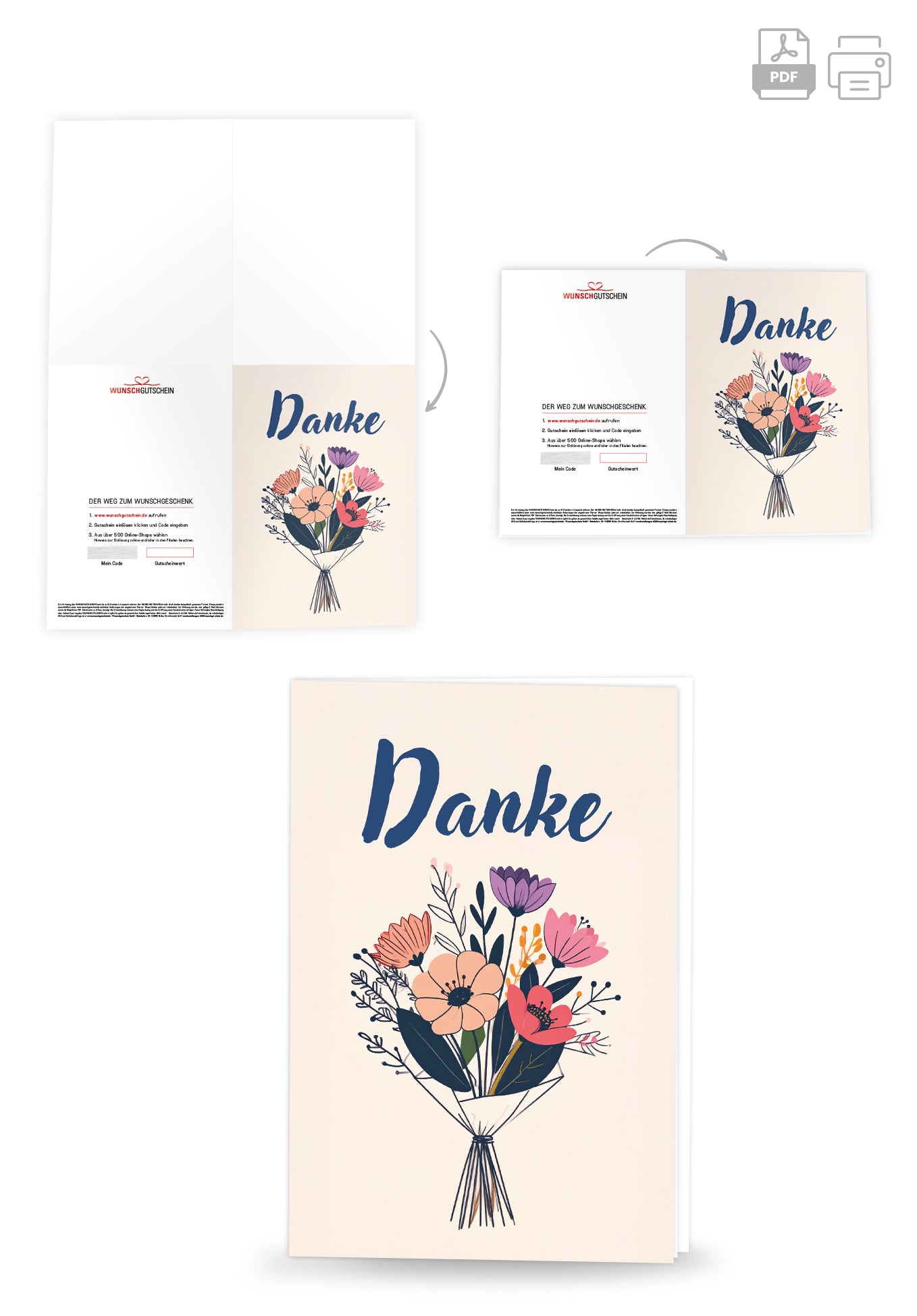 Danke - Blumenstrauß Beige