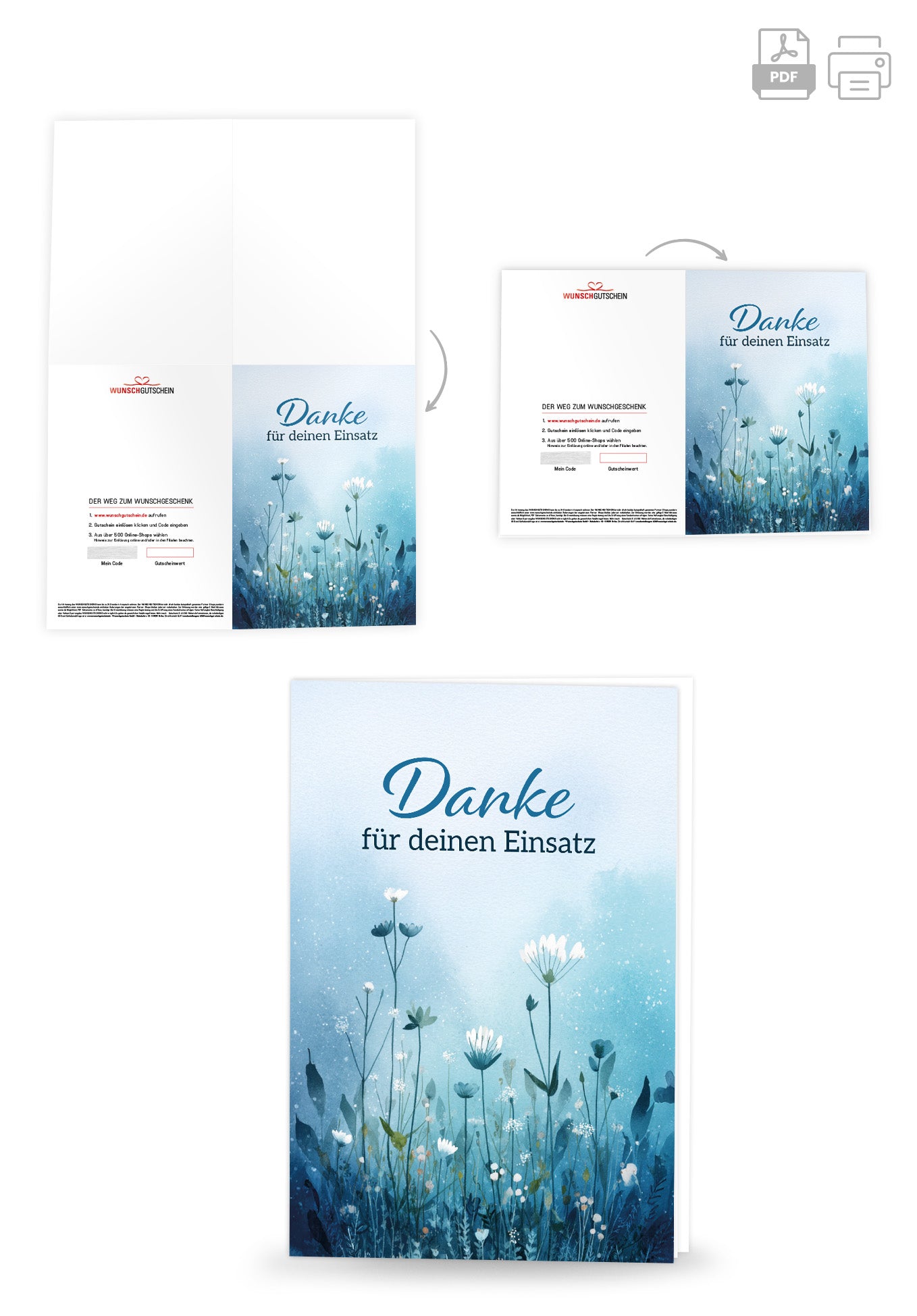 Danke für deinen Einsatz - Blumen Blau PDF