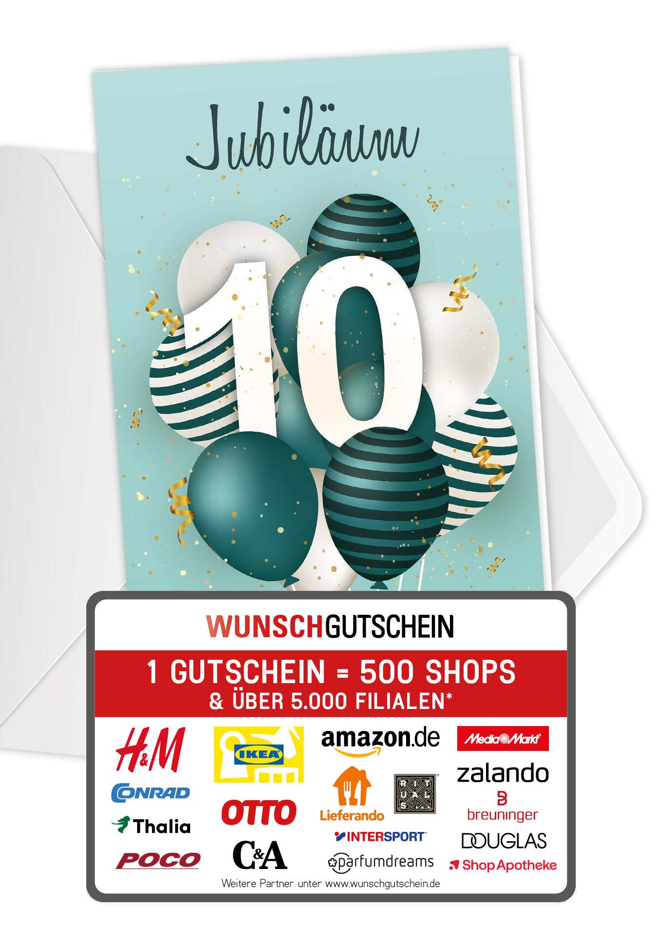 10 Jahre Jubiläum Ballons Grün – Wunschgutschein Deutschland B2B