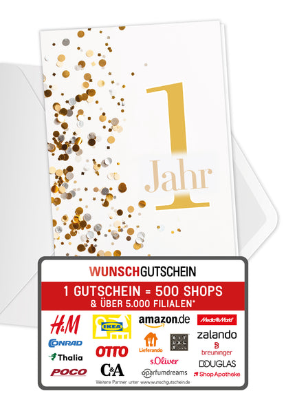 1 Jahr - Konfetti Gold