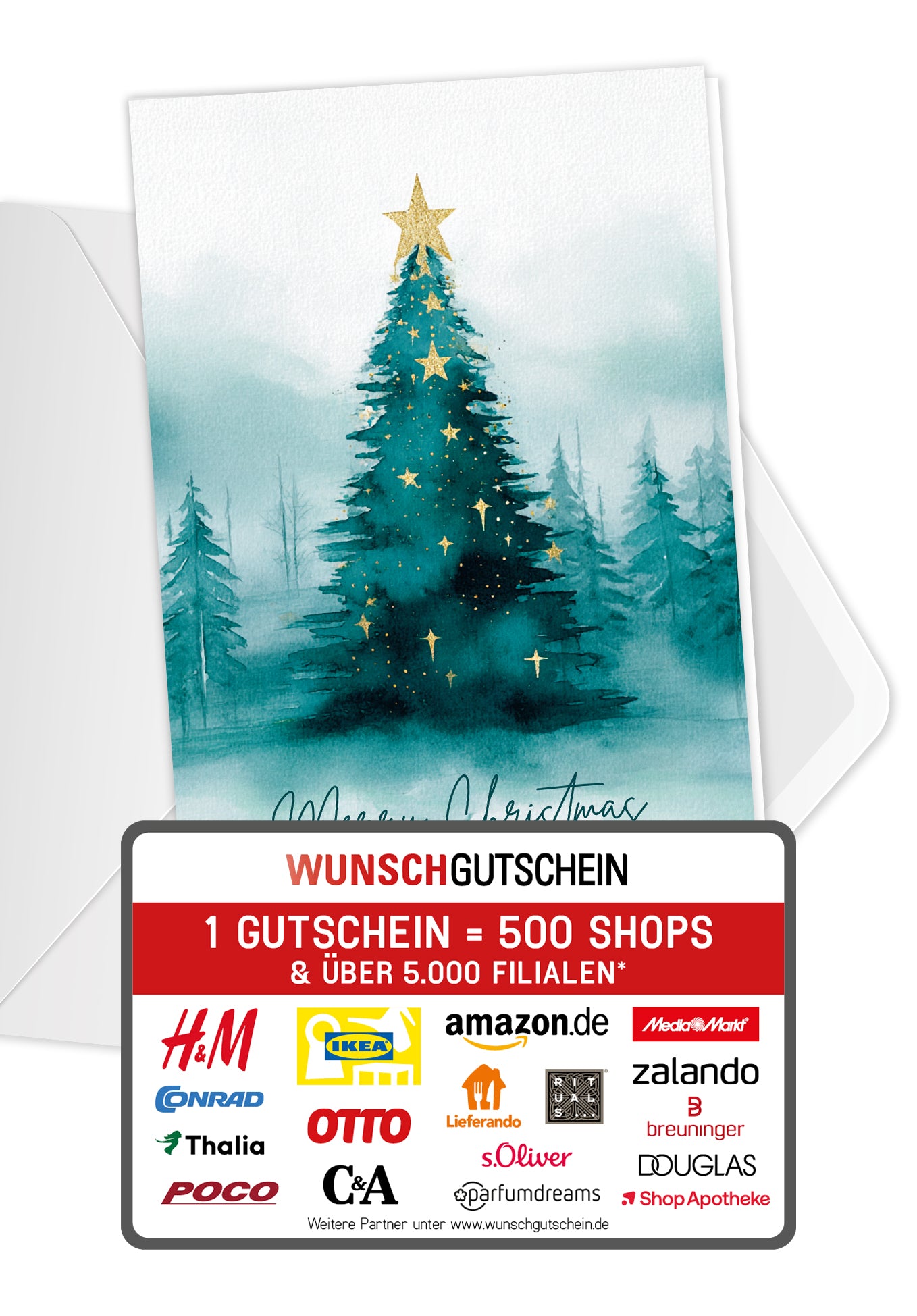 Frohe Weihnachten - Tannenbaum Aquarell Grün