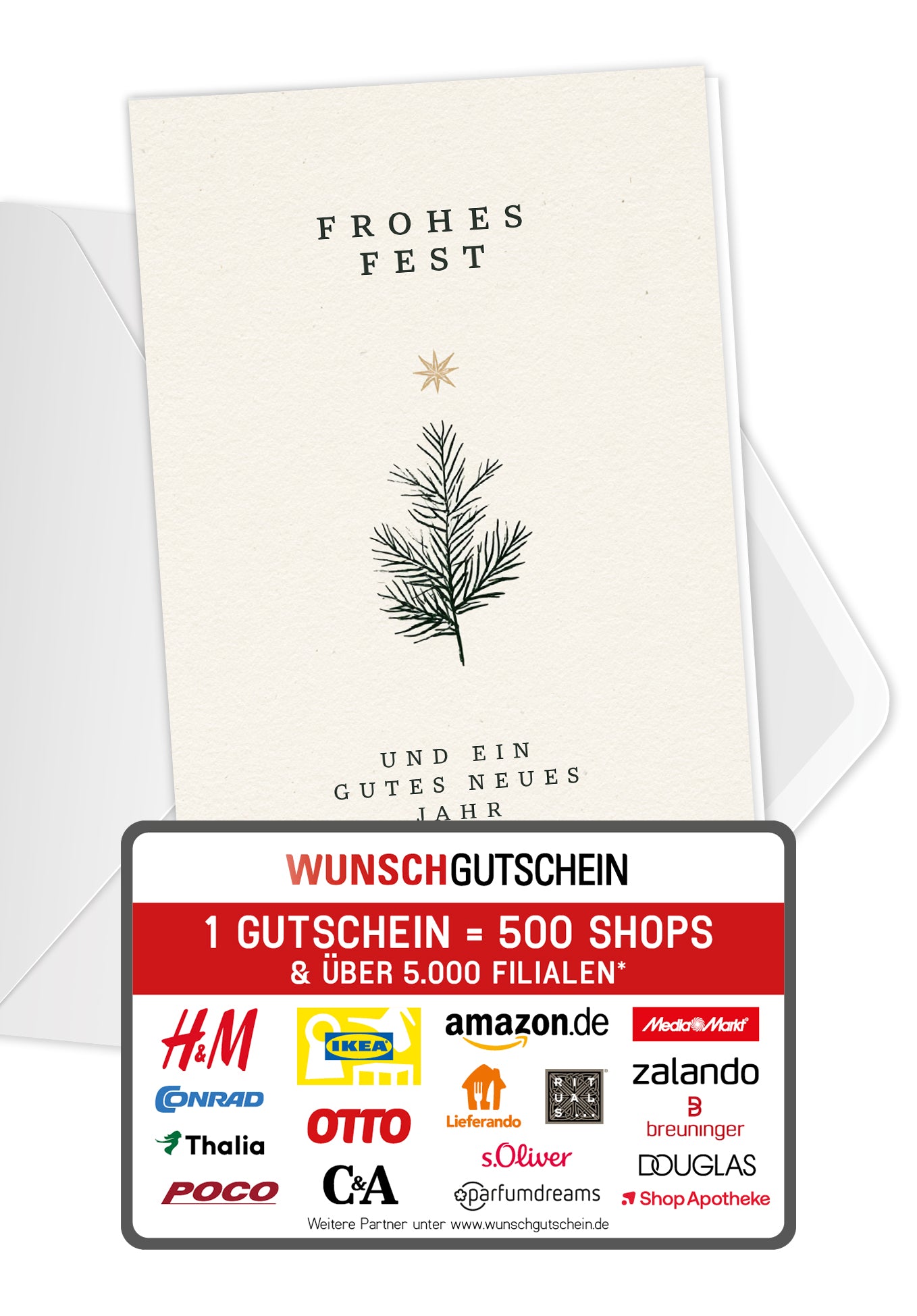 Frohes Fest und ein gutes neues Jahr - Zweig und Stern