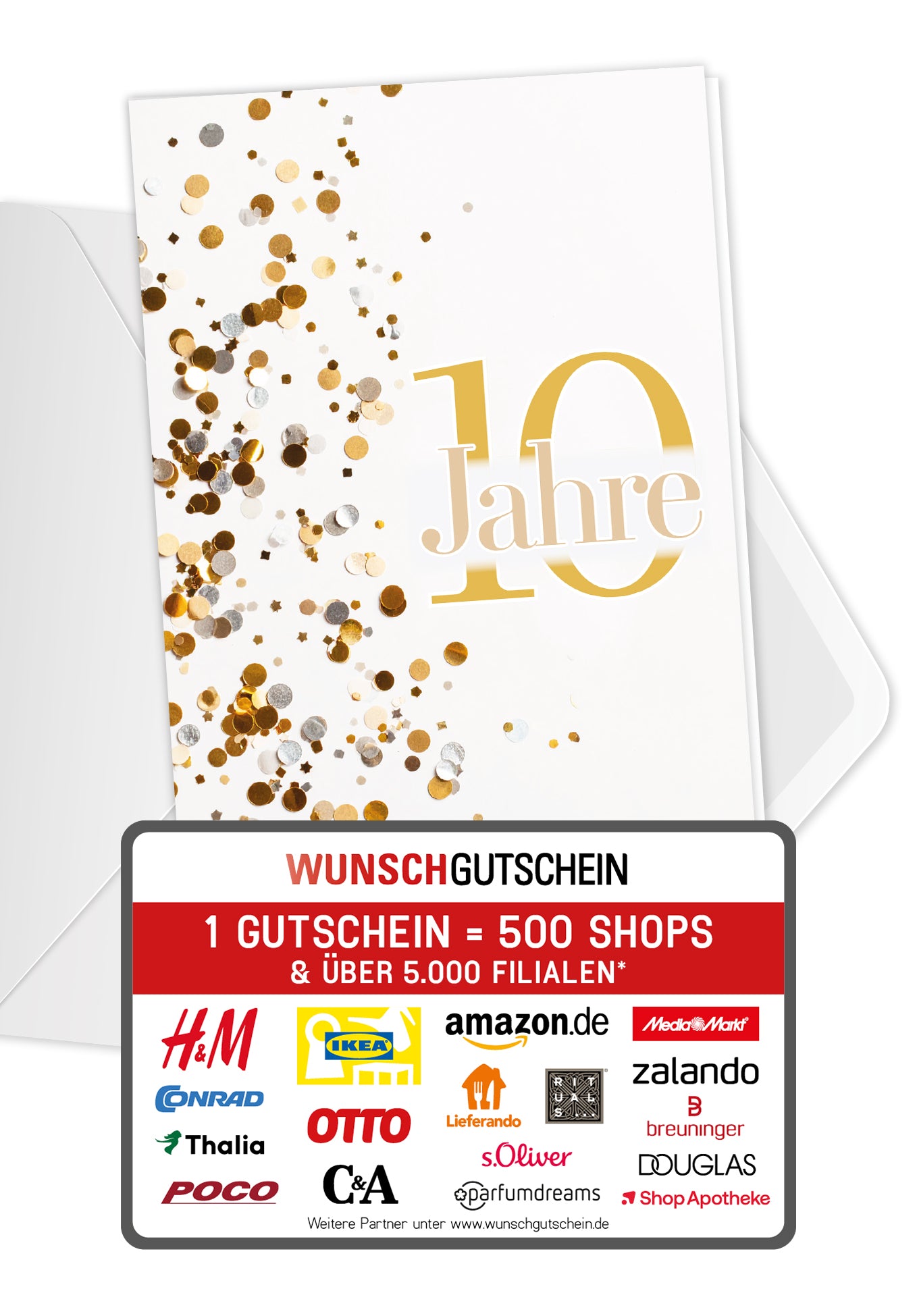 10 Jahre - Konfetti Gold
