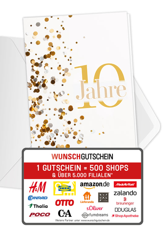 10 Jahre - Konfetti Gold