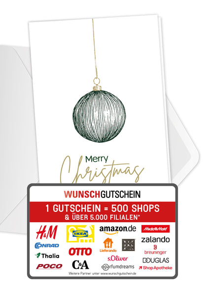 Merry Christmas - Christbaumkugel Grün Gold