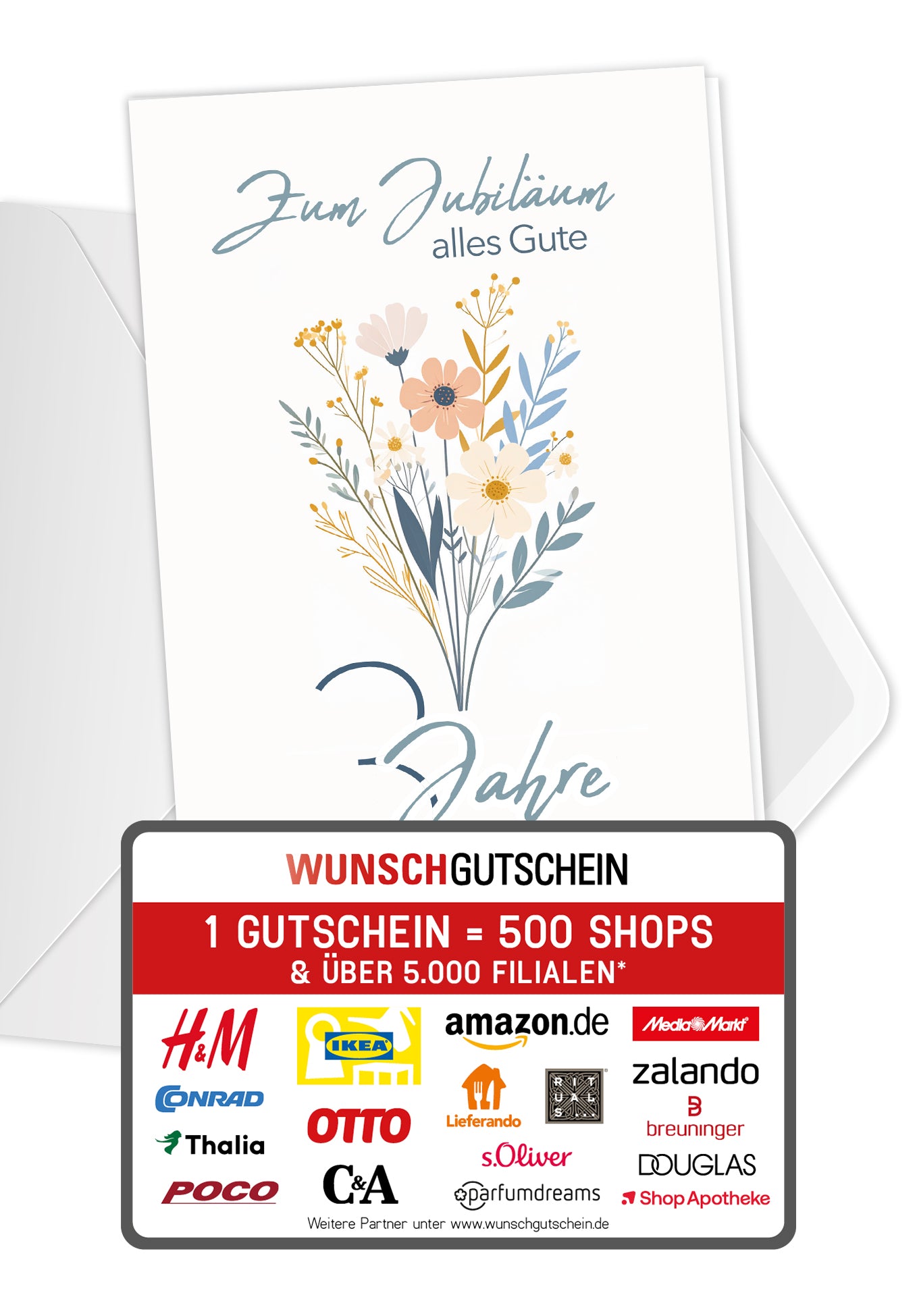 3 Jahre - Blumenstrauß Weiß