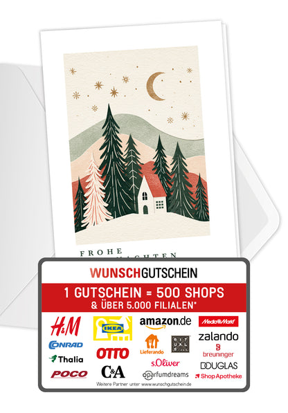 Frohe Weihnachten - Landschaft Bunt mit Rahmen