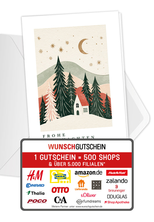 Frohe Weihnachten - Landschaft Bunt mit Rahmen