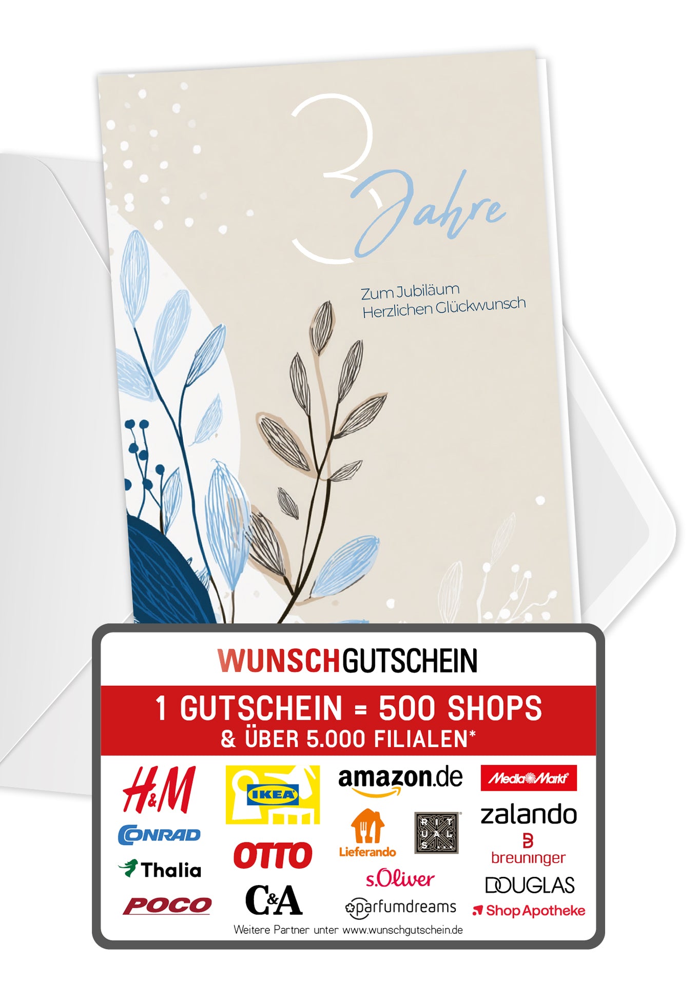 3 Jahre - Blätter Beige - Blau
