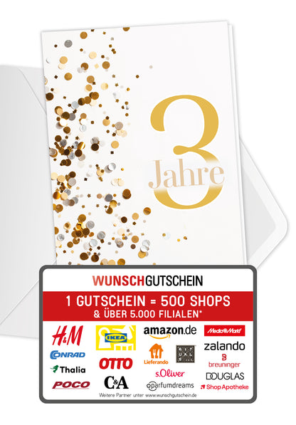 3 Jahre - Konfetti Gold