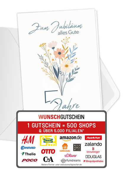 5 Jahre - Blumenstrauß Weiß