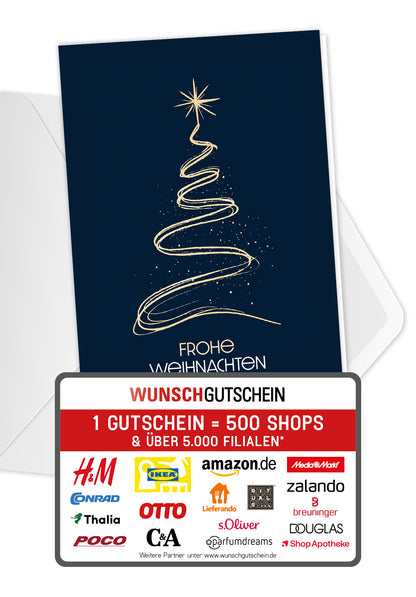 Frohe Weihnachten - Baum Gold Dunkelblau