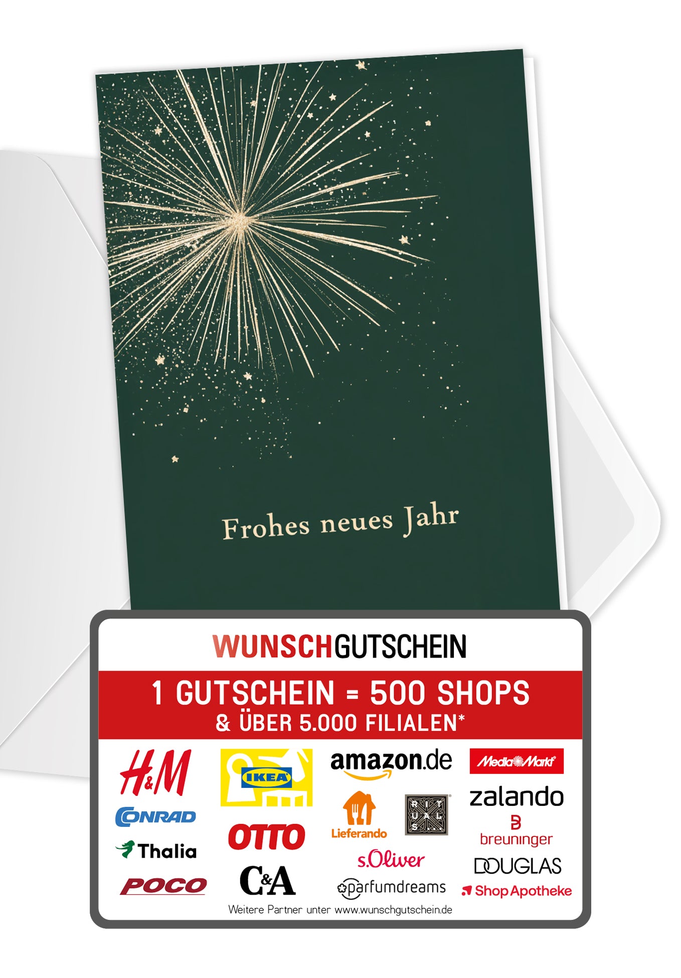 Frohes neues Jahr - Feuerwerk Dunkelgrün Gold