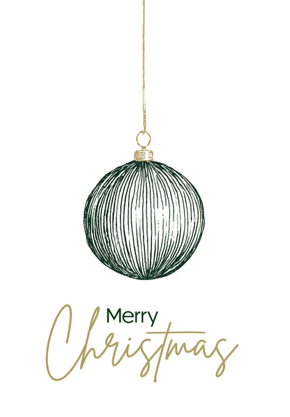 Merry Christmas - Christbaumkugel Grün Gold
