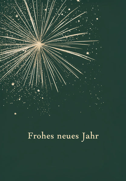 Frohes neues Jahr - Feuerwerk Dunkelgrün Gold