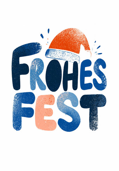 Frohes Fest - Schriftzug mit Mütze