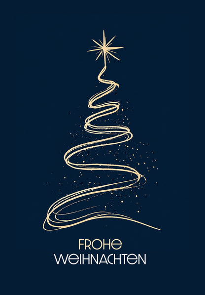 Frohe Weihnachten - Baum Gold Dunkelblau