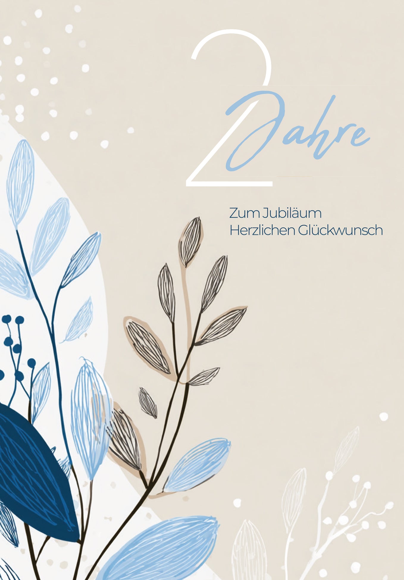 2 Jahre - Blätter Beige - Blau
