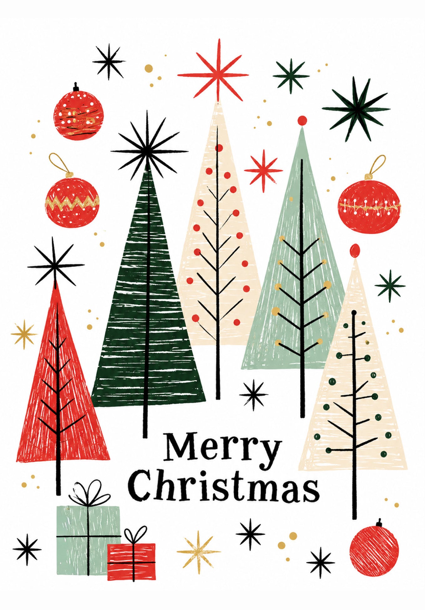Merry Christmas - Bäume Sterne Kugeln
