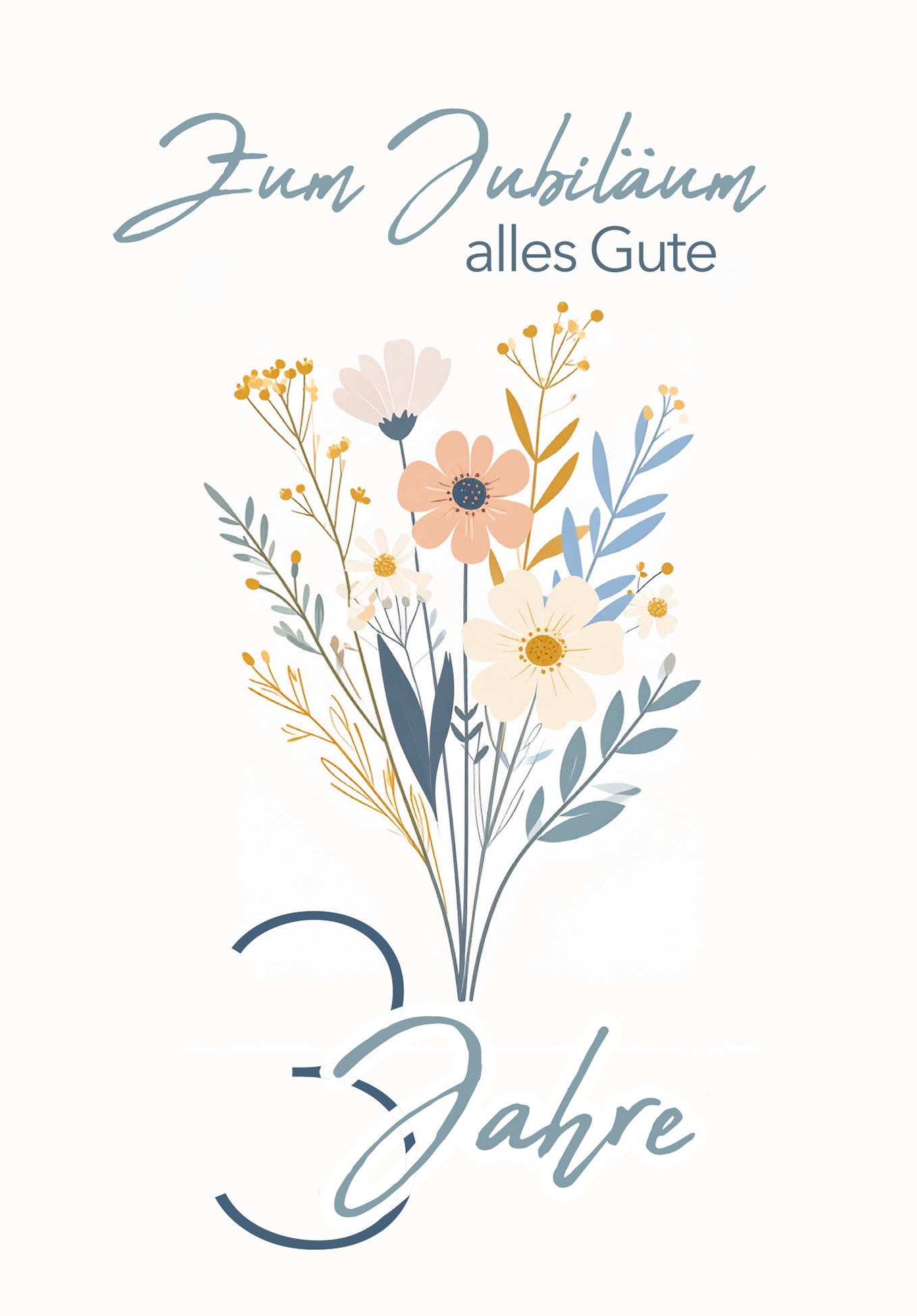 3 Jahre - Blumenstrauß Weiß