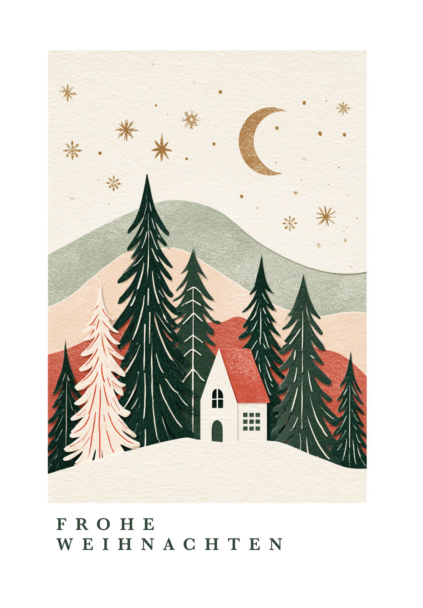 Frohe Weihnachten - Landschaft Bunt mit Rahmen
