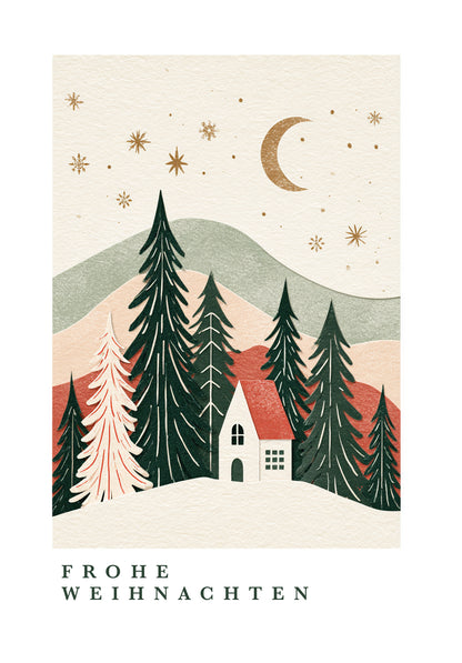 Frohe Weihnachten - Landschaft Bunt mit Rahmen