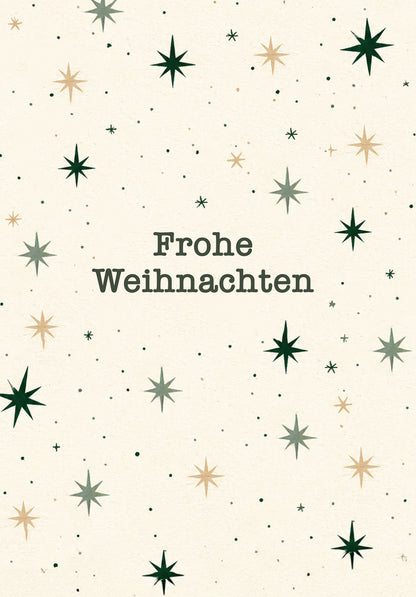 Frohes neues Jahr - Sterne Grün Beige