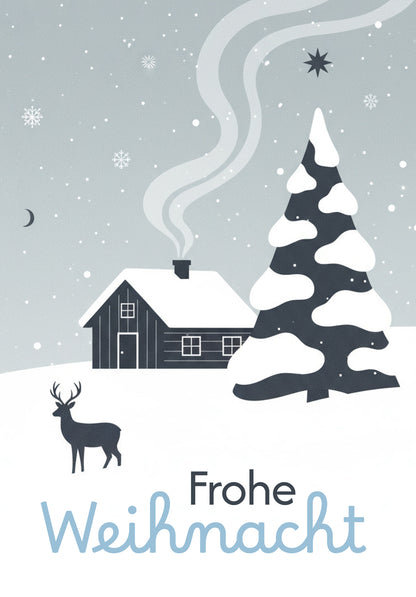Frohe Weihnacht - Schneelandschaft Blau
