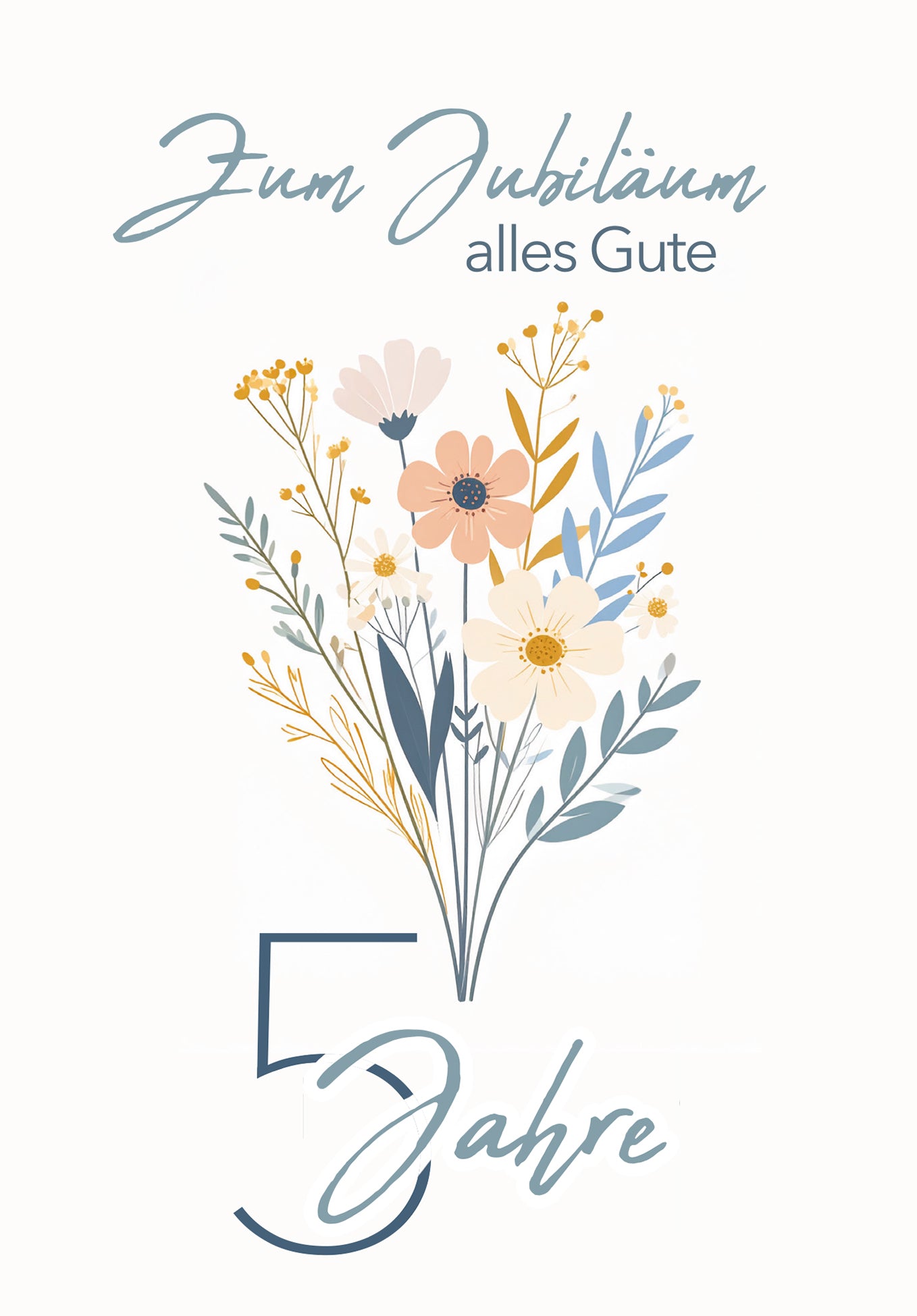 5 Jahre - Blumenstrauß Weiß
