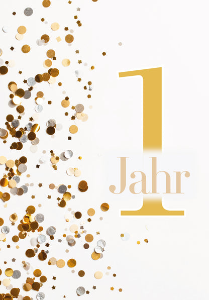 1 Jahr - Konfetti Gold