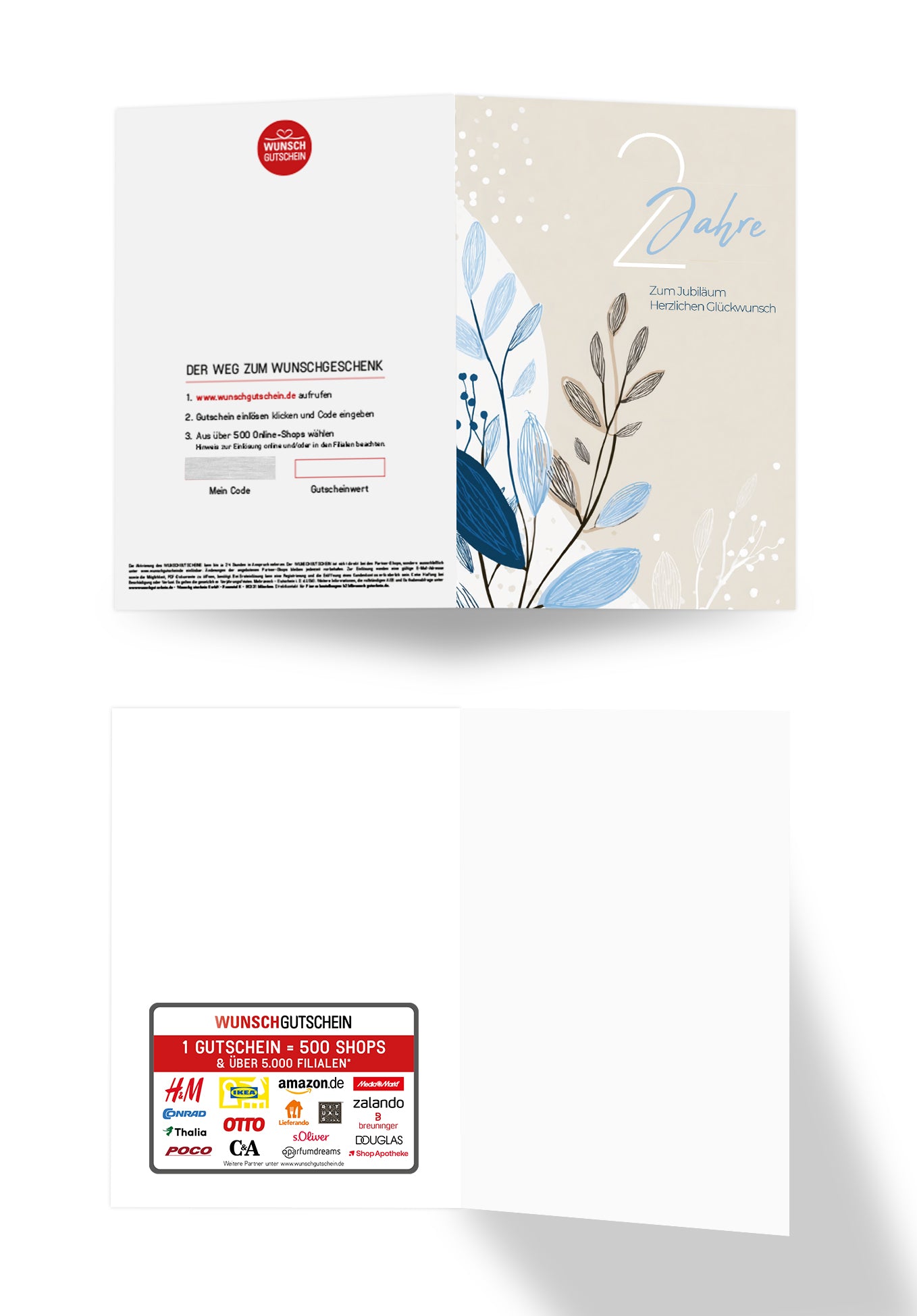 2 Jahre - Blätter Beige - Blau