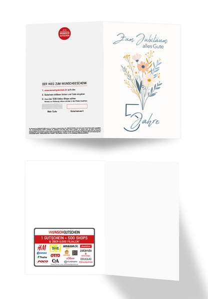 5 Jahre - Blumenstrauß Weiß