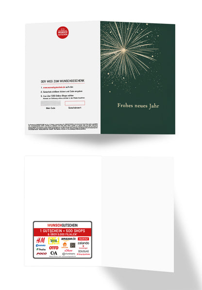 Frohes neues Jahr - Feuerwerk Dunkelgrün Gold