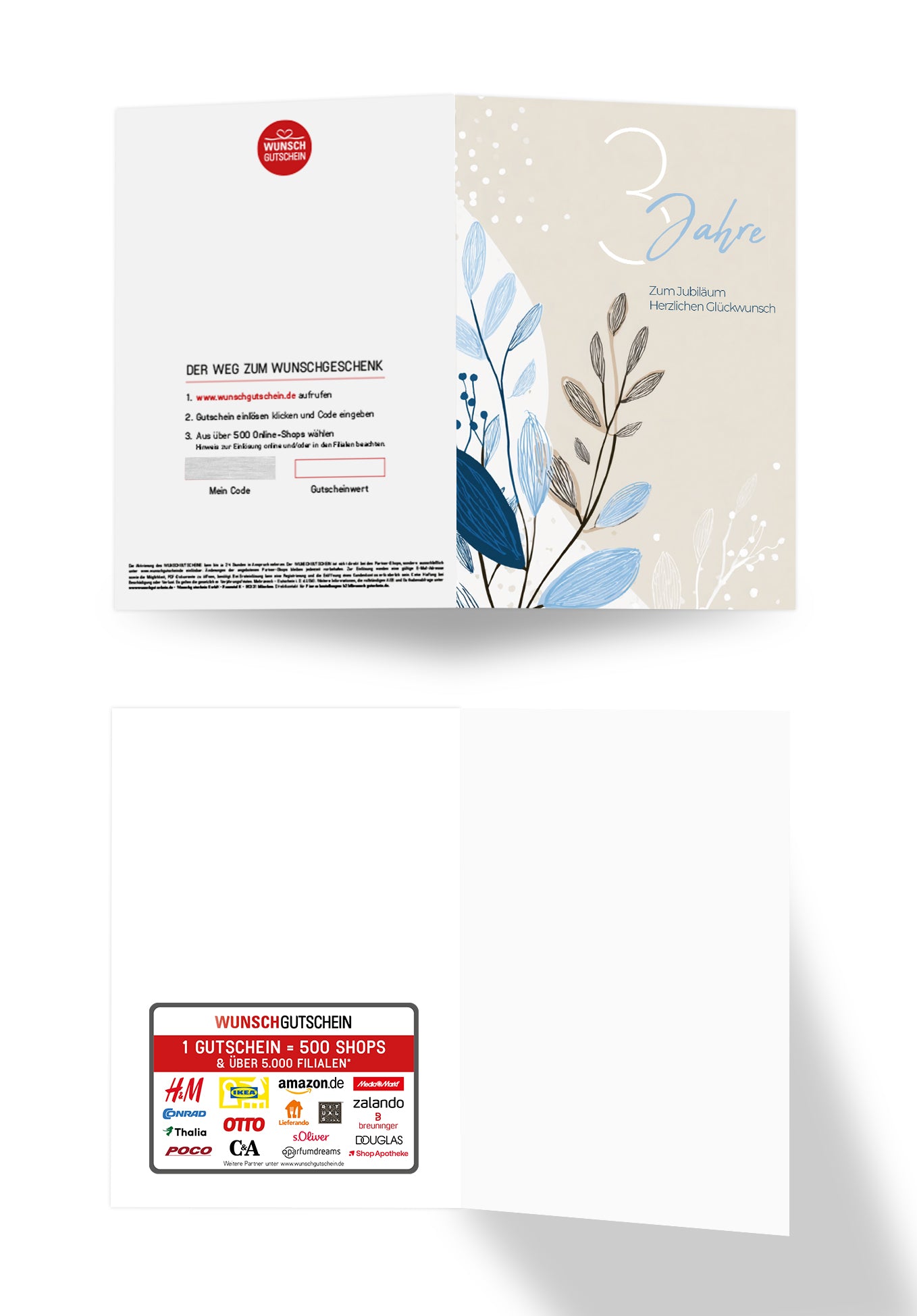 3 Jahre - Blätter Beige - Blau