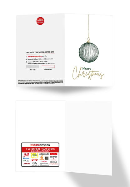 Merry Christmas - Christbaumkugel Grün Gold