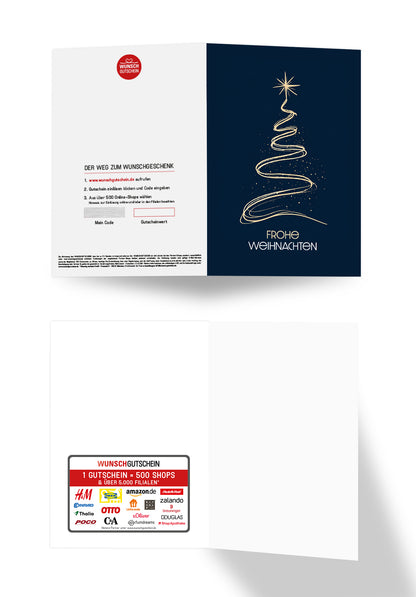 Frohe Weihnachten - Baum Gold Dunkelblau