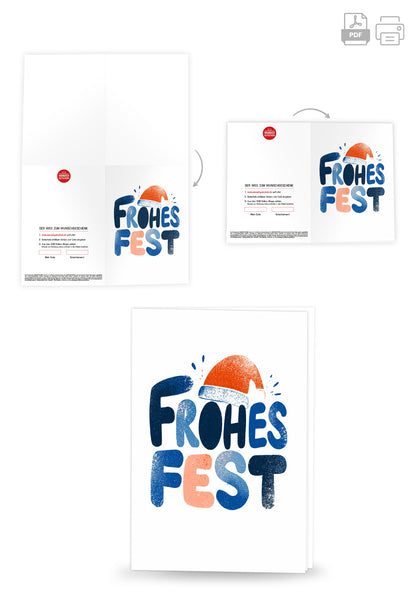 Frohes Fest - Schriftzug mit Mütze