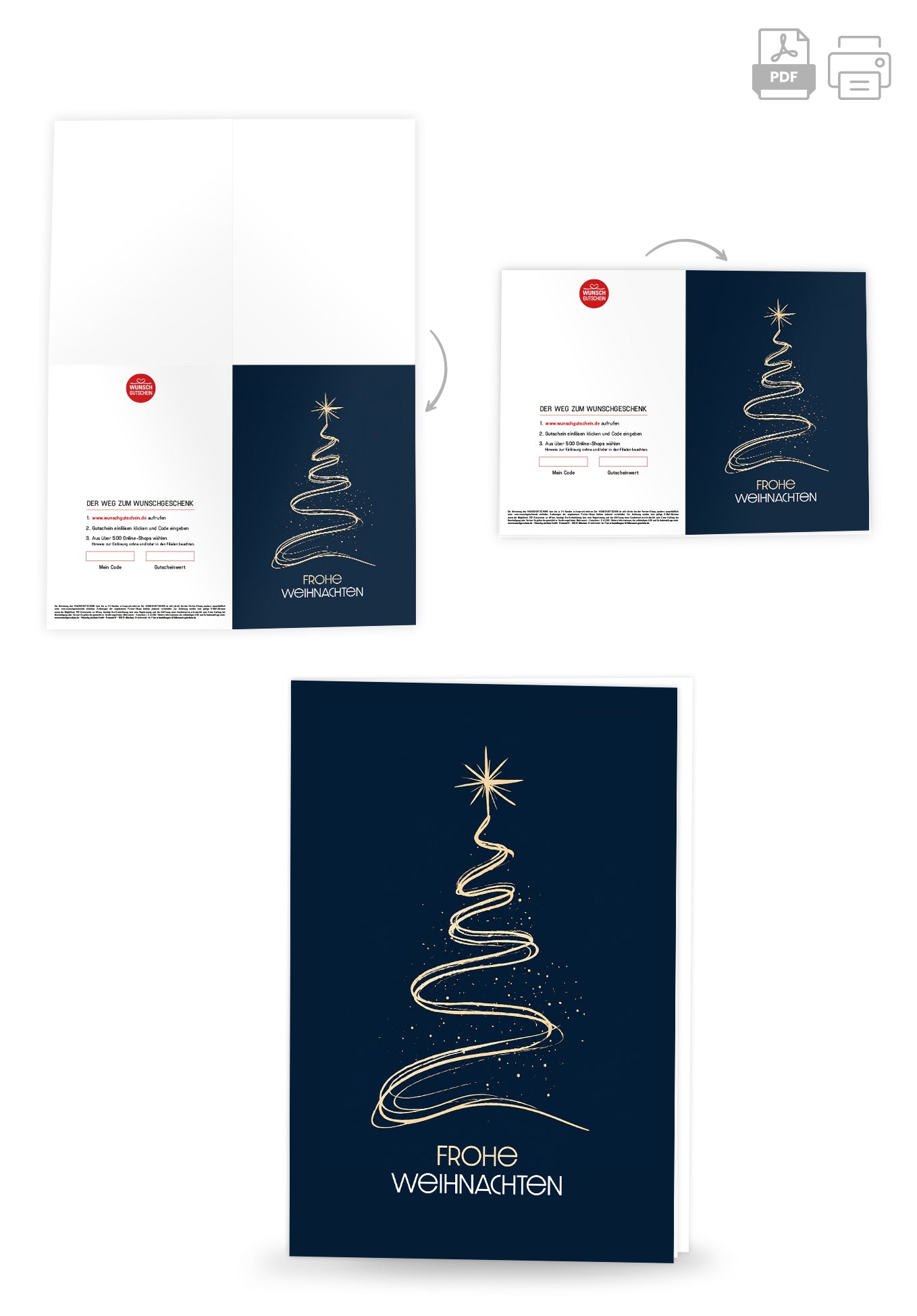 Frohe Weihnachten - Baum Gold Dunkelblau