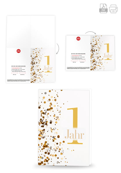 1 Jahr - Konfetti Gold