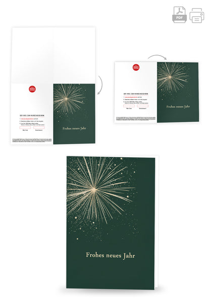 Frohes neues Jahr - Feuerwerk Dunkelgrün Gold