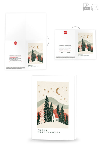 Frohe Weihnachten - Landschaft Bunt mit Rahmen