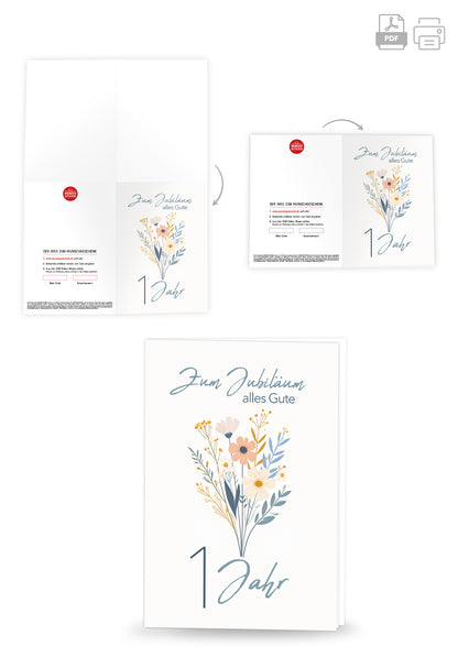 1 Jahr - Blumenstrauß Weiß