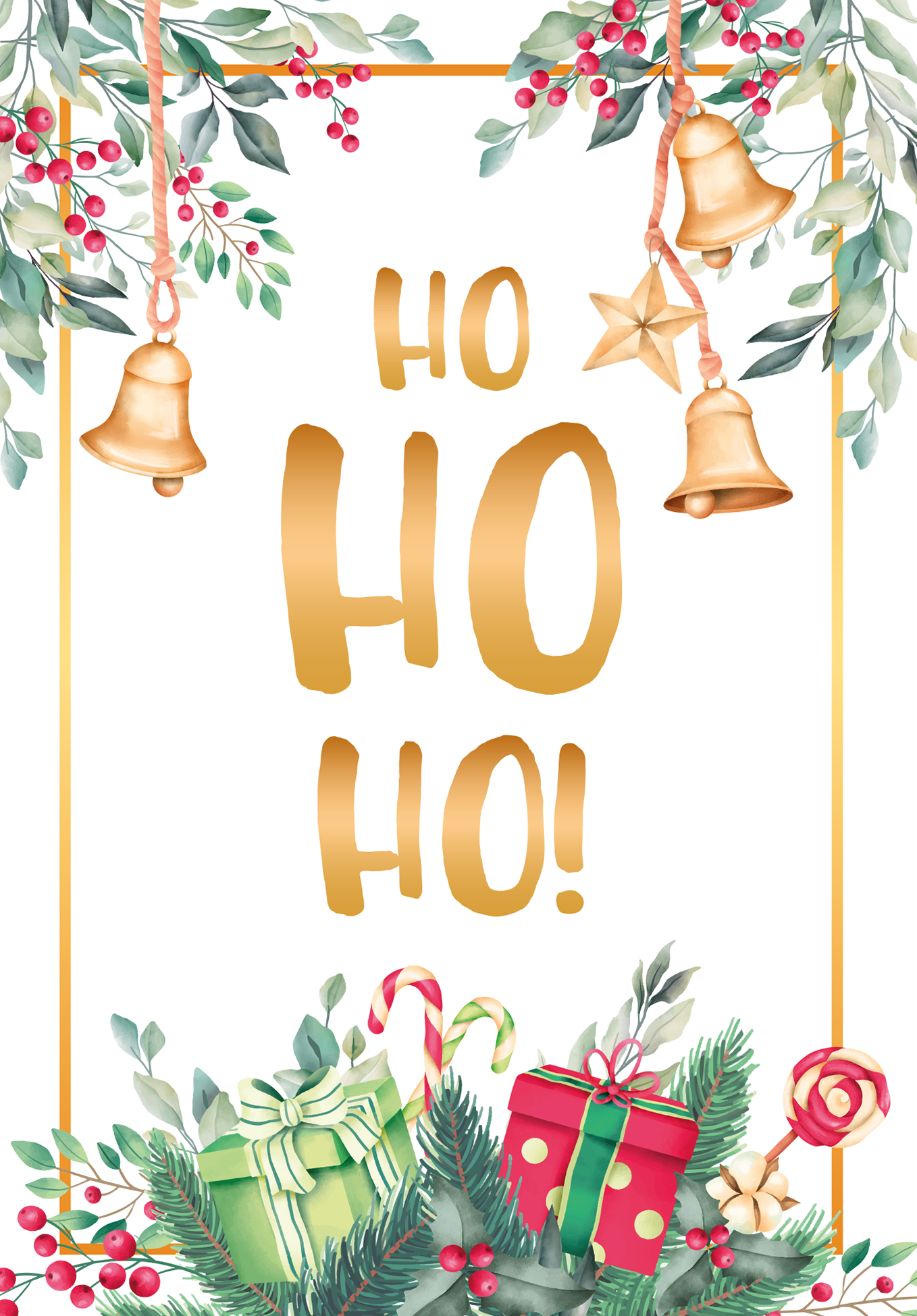 Ho Ho Ho - Zweige Aquarell