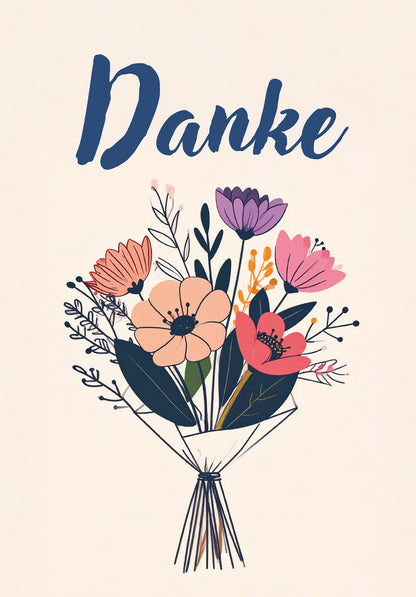 Danke - Blumenstrauß Beige