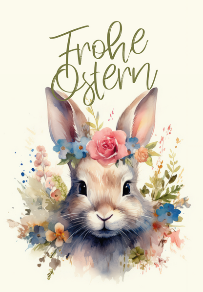 Frohe Ostern - Hase Blumen