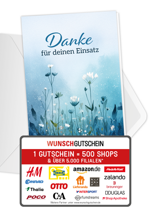 Danke für deinen Einsatz - Blumen Blau